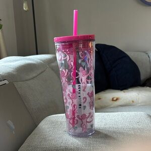 Roller Rabbit Pink and Blue Octopus Tumbler